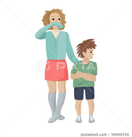 Inhospitable children are teenagers. Family quarrel. Vector characters on white background Inhospitable children are teenagers. Family quarrel. Vector characters on white background 59949358
