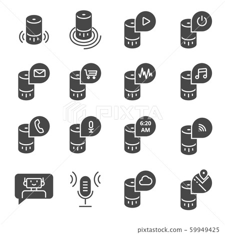 Vector flat smart speaker and virtual assistant. Vector flat smart speaker and virtual assistant. 59949425