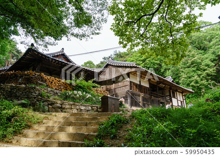 Beautiful wooden building of Andong traditional hanok in korea Beautiful wooden building of Andong traditional hanok in korea 59950435