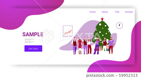 businesspeople in santa hats celebrating corporate party colleagues drinking champagne standing near businesspeople in santa hats celebrating corporate party colleagues drinking champagne standing near 59952313