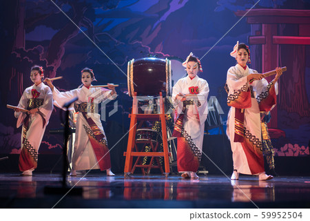 Traditional Japanese performance. Group of Traditional Japanese performance. Group of 59952504