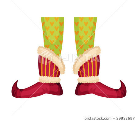 Elf Legs in Patterned Stockings and Funny Shoes With Jingle Bell Vector Item Elf Legs in Patterned Stockings and Funny Shoes With Jingle Bell Vector Item 59952697