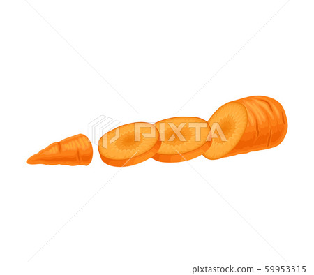 Sliced Carrot Root Vector Element Isolated On White Background 59953315
