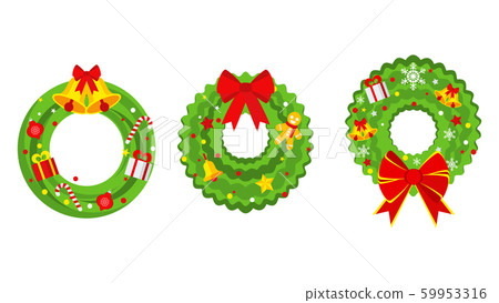 Christmas wreath on the door for greeting card Christmas wreath on the door for greeting card 59953316