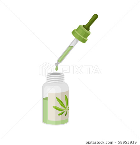 Cosmetic Bottle of Essential Oil With Dropper and Consisted of Main Cannabis Ingredient Vector Item Cosmetic Bottle of Essential Oil With Dropper and Consisted of Main Cannabis Ingredient Vector Item 59953939