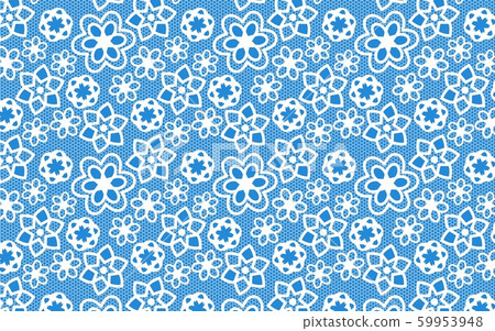 white flowers seamless pattern on blue background - Stock Illustration ...