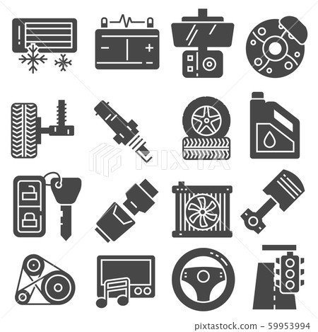Vector illustration Car parts line icons set. 59953994