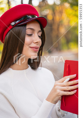 Beautiful long-haired girl demonstrating her sincere emotions 59955353