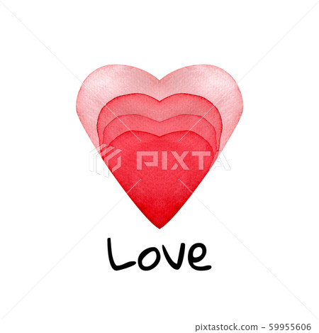 Love heart painted watercolor red isolated on - Stock Illustration ...