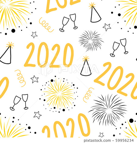 2020 New Years Eve celebration seamless vector pattern. Repeating New Year party background with 59956234