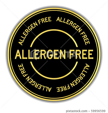 Gold color allergen free word round sticker 59956599