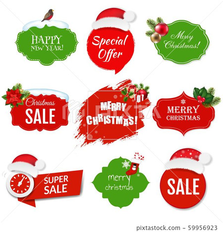 Merry Christmas Labels set Isolated White 59956923