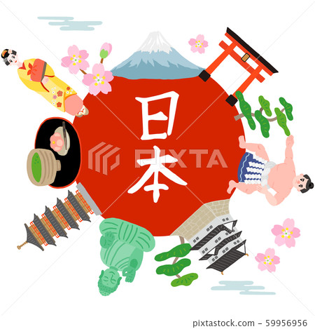 Set of Japanese buildings and people Set of Japanese buildings and people 59956956