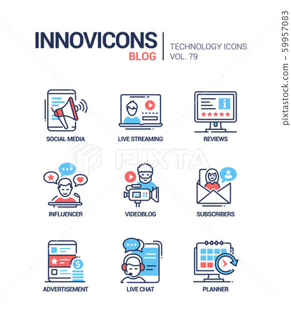 Blog concept line design style icons set 59957083