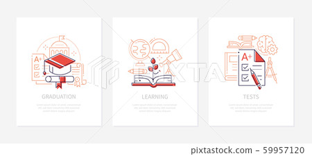 Education - vector line design style banners set - Stock Illustration ...