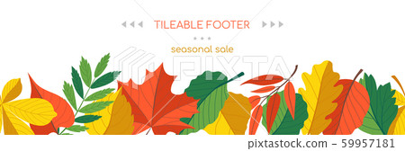 Tree leaves border - vector realistic seamless web footer 59957181