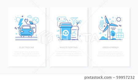Environment conservation - line design style banners set 59957232