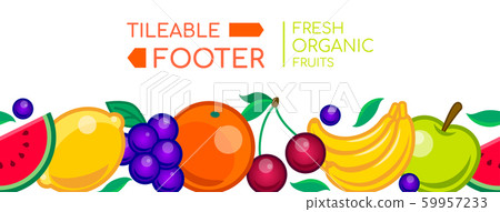 Fresh organic fruits - vector realistic seamless web footer 59957233