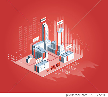 Economic crisis concept. Vector isometric illustration. 59957291