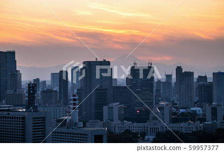 Tokyo cityscape in Japan overlooking Kasumigaseki's government district (Mt. Fuji in the back) = November 10, 2019 Tokyo cityscape in Japan overlooking Kasumigaseki's government district (Mt. Fuji in the back) = November 10, 2019 59957377