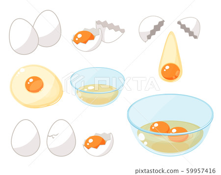 Illustration set of breaking eggs 59957416
