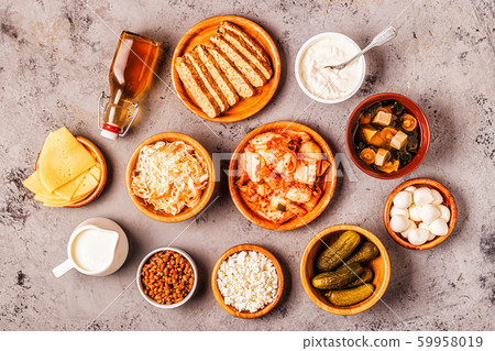 Fermented food, probiotics, top view 59958019