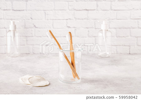 Set of eco-friendly bathroom accessories. Set of eco-friendly bathroom accessories. 59958042