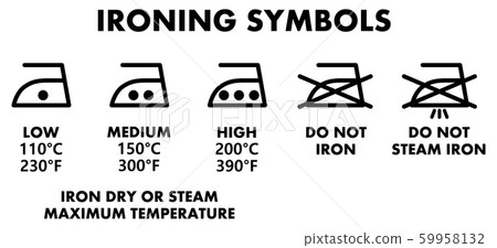 Laundry washing symbols, icons for ironing with 59958132