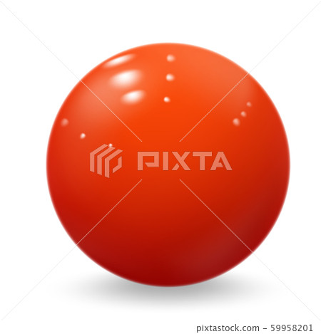 Realistic red ball. Glossy sphere isolated on white. 59958201