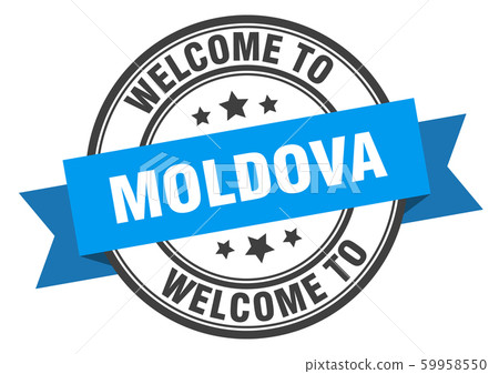 Moldova stamp. welcome to Moldova blue sign 59958550