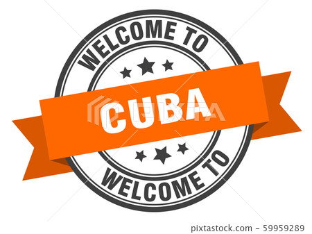 Cuba stamp. welcome to Cuba orange sign Cuba stamp. welcome to Cuba orange sign 59959289