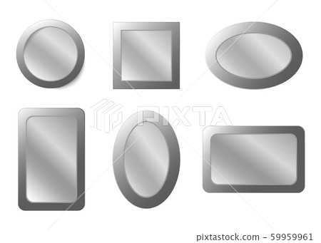 Realistic mirror set. Vector realistic mirrors set with blurry reflection 59959961