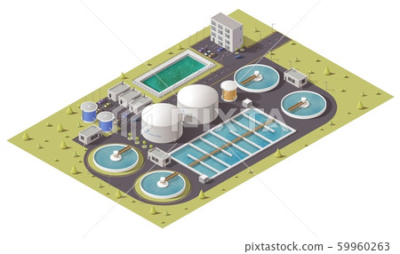 Waste water treatment plant isometric icon Waste water treatment plant isometric icon 59960263