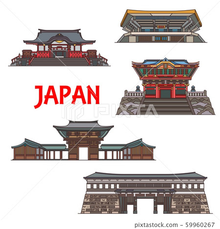 Japanese travel landmark icons of temple pagoda Japanese travel landmark icons of temple pagoda 59960267
