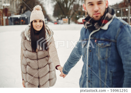 Cute couple in a ice arena 59961291