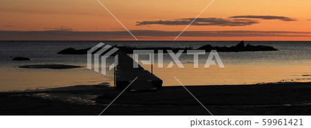 Jetty and rock formation. 59961421