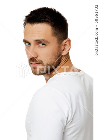 bearded man in casual white sweater 59961732