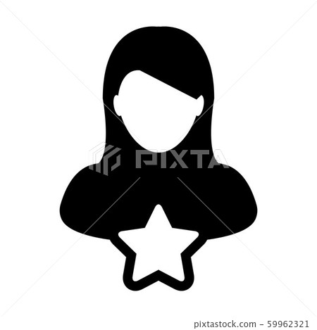 Favorite icon vector with star female user person 59962321