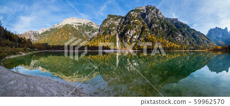Autumn peaceful alpine lake Durrensee or Lago di Autumn peaceful alpine lake Durrensee or Lago di 59962570