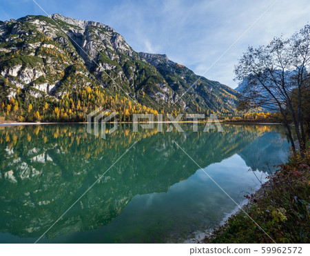 Autumn peaceful alpine lake Durrensee or Lago di Autumn peaceful alpine lake Durrensee or Lago di 59962572