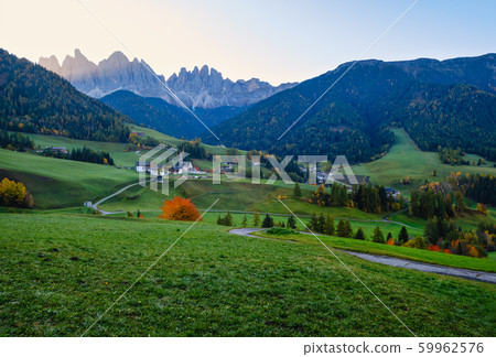 Autumn daybreak Santa Magdalena famous Italy 59962576