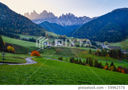 Autumn daybreak Santa Magdalena famous Italy 59962578