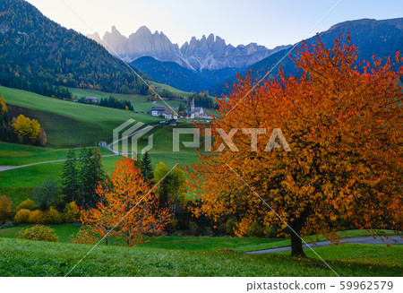 Autumn daybreak Santa Magdalena famous Italy 59962579