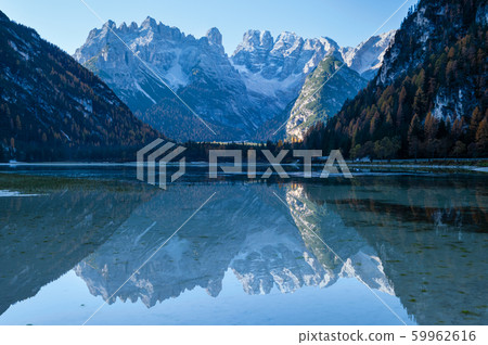 Autumn peaceful alpine lake Durrensee or Lago di Autumn peaceful alpine lake Durrensee or Lago di 59962616