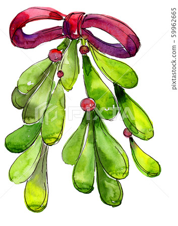 Christmas winter holiday symbol isolated. Watercolor background set. Isolated christmas illustration Christmas winter holiday symbol isolated. Watercolor background set. Isolated christmas illustration 59962665