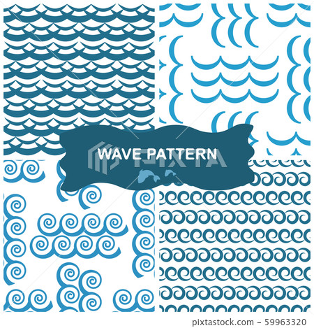 Set of Blue Wave Seamless Vector Patterns or Sea Set of Blue Wave Seamless Vector Patterns or Sea 59963320