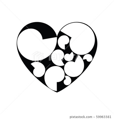 Black and white vector heart icon isolated on - Stock Illustration ...