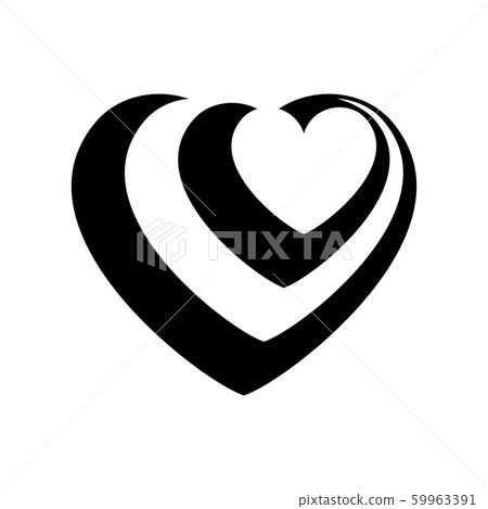 Black and white vector heart icon isolated on - Stock Illustration ...