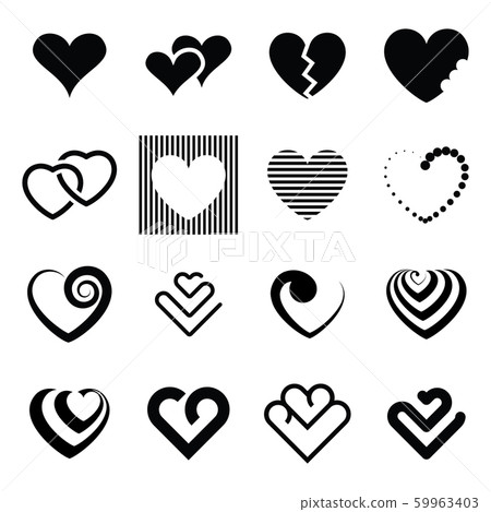 Black and white vector heart icon isolated on - Stock Illustration ...
