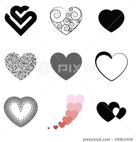 Black and white vector heart icon isolated on-插圖素材 [59963409] - PIXTA圖庫